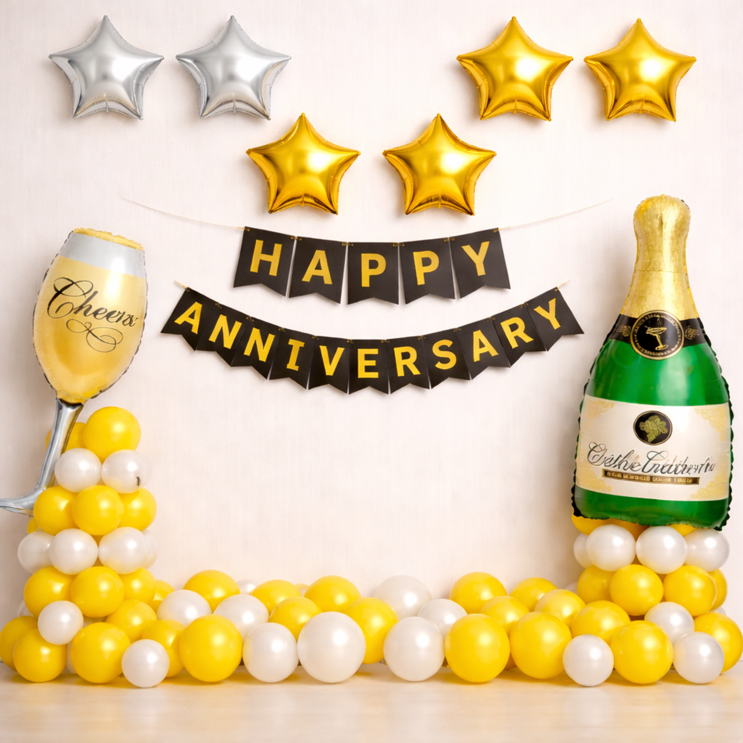 Golden Celebration Anniversary Balloon Decoration