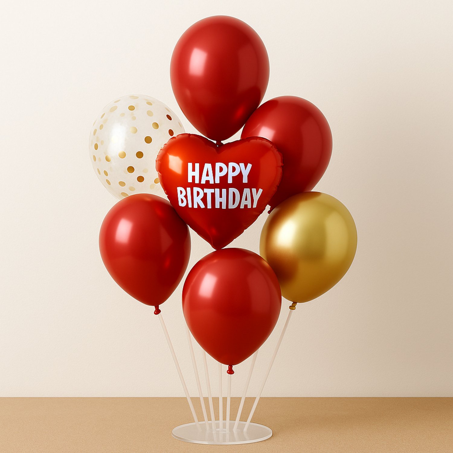 Red Heart Birthday Balloon Bouquet