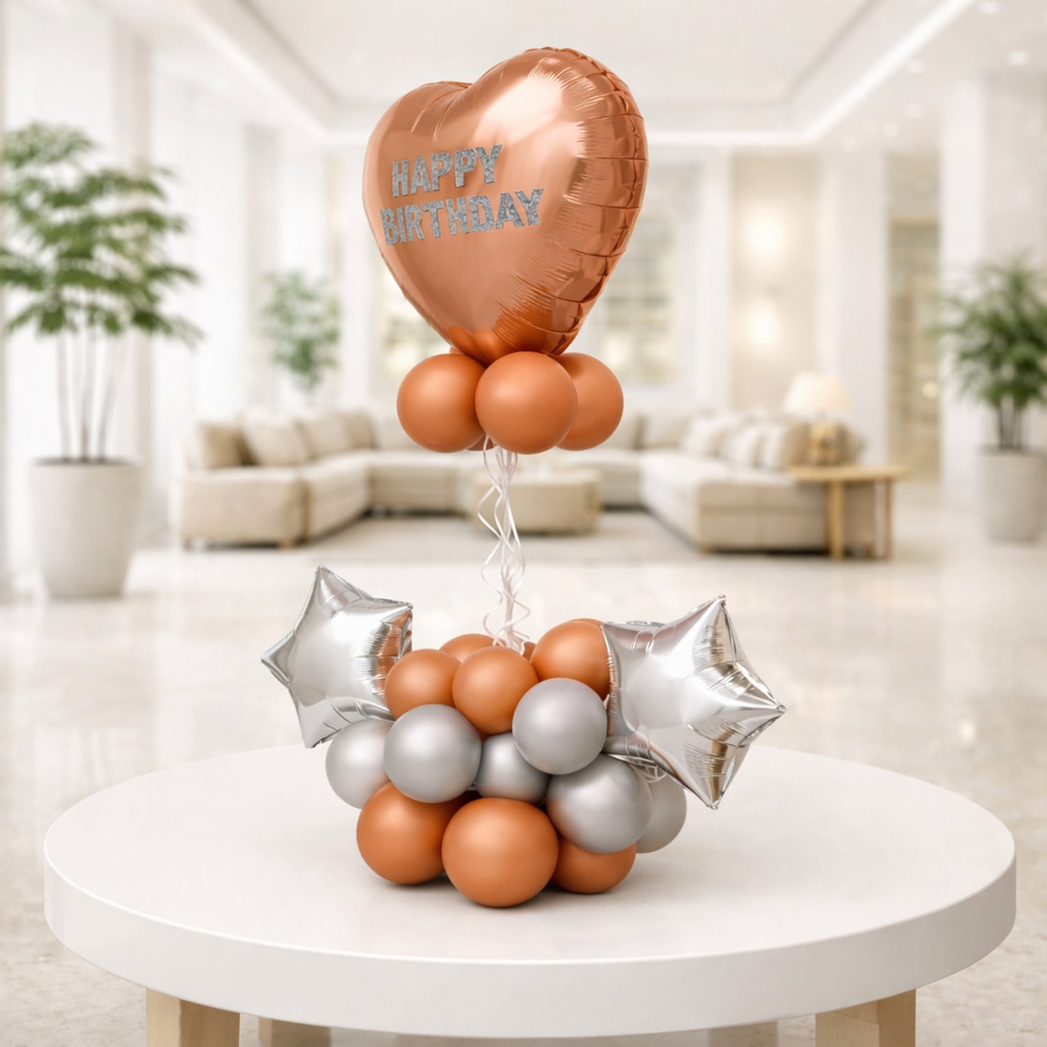 Rose Gold Heart Balloon Bouquet Hover